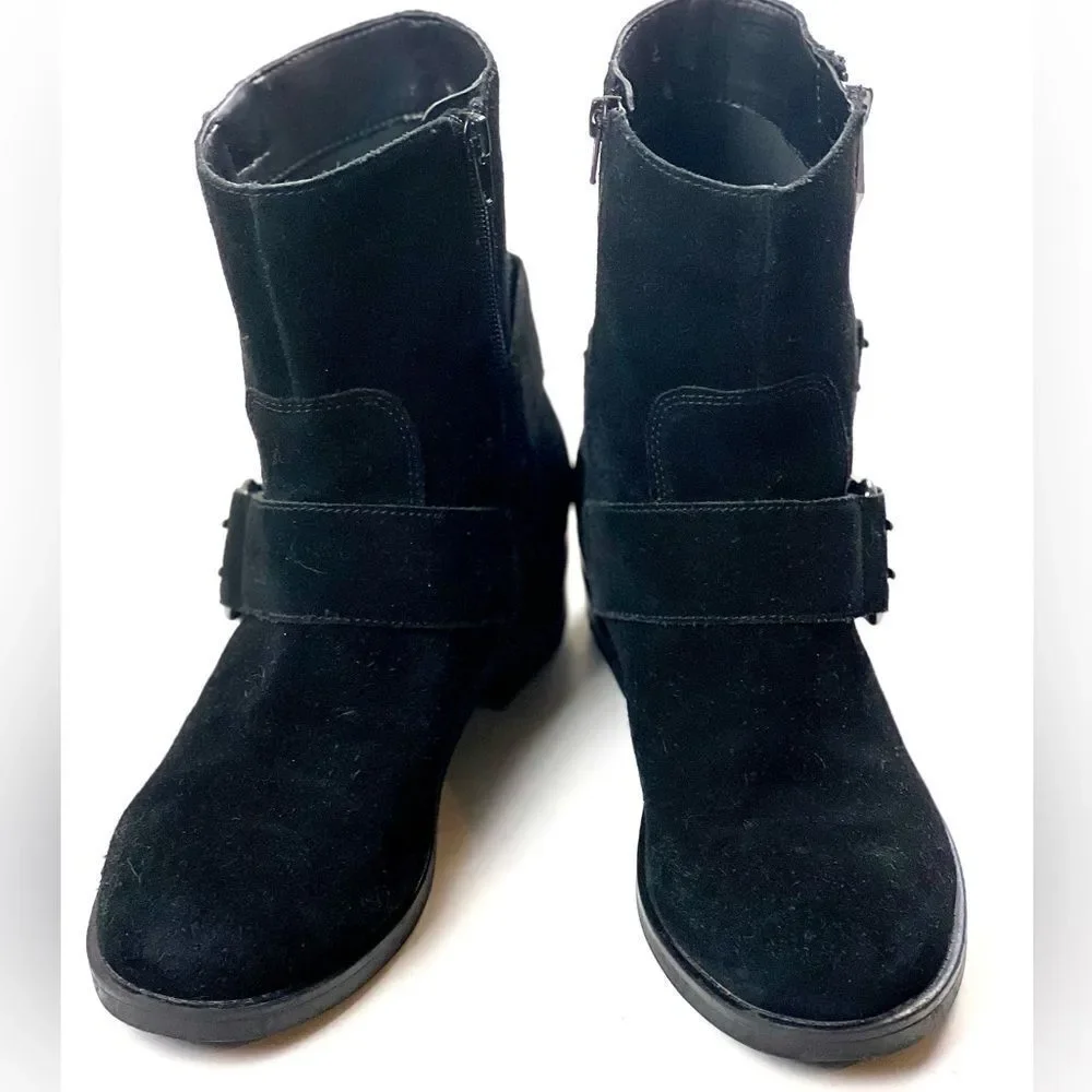 Marc Fisher Black Parole Buckle Moto Boots
